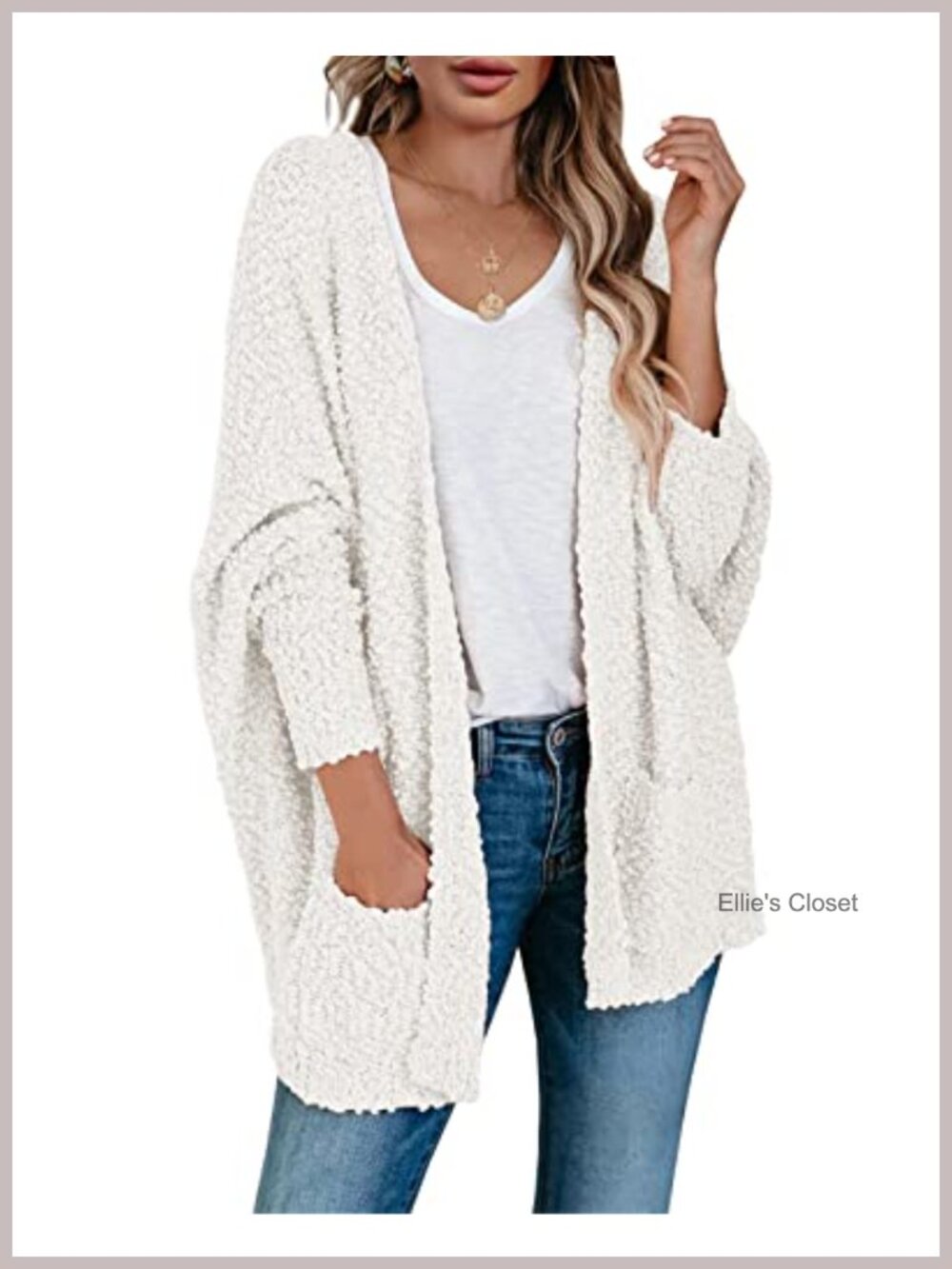 Chunky Popcorn Cardigan Oversized Cozy Long Batwing Sleeve Open Front Sweater